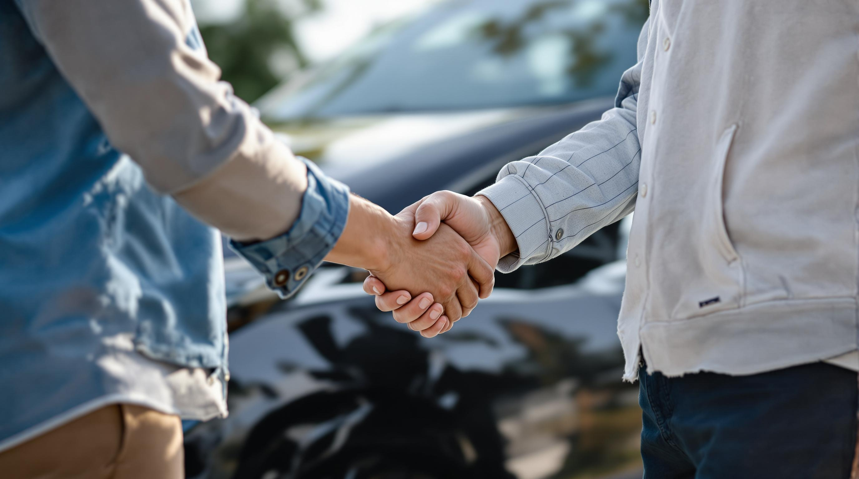 Poigne de main lors de la vente d'une voiture